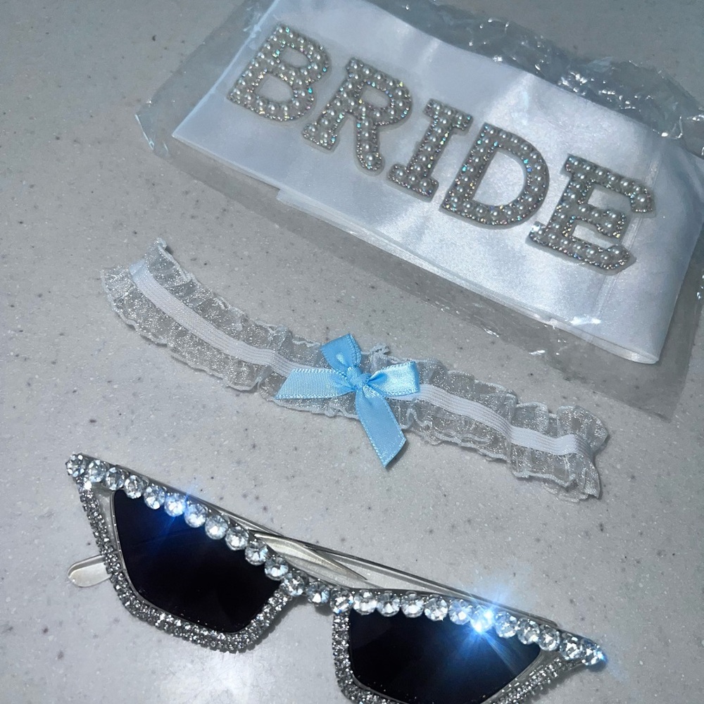 Rhinestone Bride Sunglasses and Garter Set